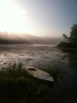 kayaks on Curlew Pond in Myles Standish State Forest