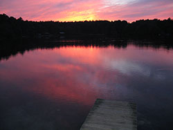 Myles Standish red sunset over pier